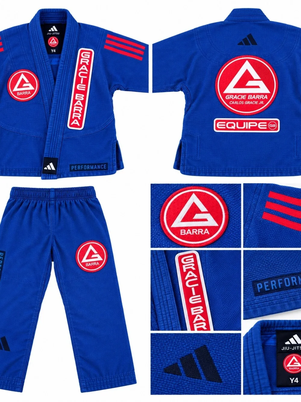 Gracie Barra Blue Kids Jiu-Jitsu Gi Adidas Competition Y4